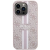 Etui Guess 4G Printed Stripes MagSafe na iPhone 15 Pro - różowe