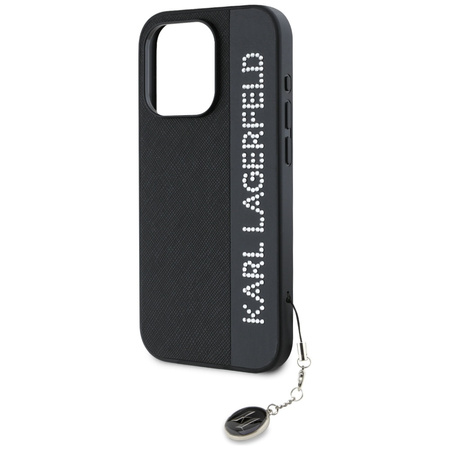 KARL LAGERFELD POKROWIEC DO IPHONE 15 PRO MAX SAFFIANO Z DŻETAMI I CHARMIEM