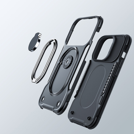 Joyroom Dual Hinge etui iPhone 14 Plus pancerny pokrowiec z podstawką uchwytem ring holder czarne