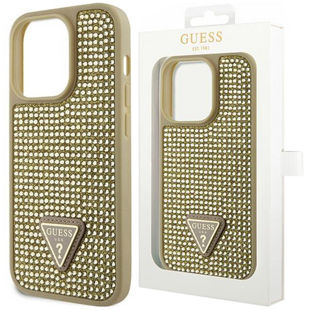Etui Guess GUHCP14LHDGTPD na iPhone 14 Pro - złote Rhinestone Triangle