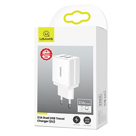 USAMS ŁADOWARKA 2XUSB T24 2,1A DO TELEFONÓW ANDROID IPHONE Z DWOMA