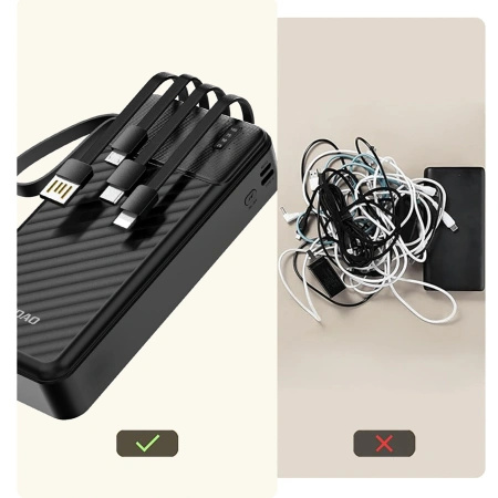 DUDAO POWERBANK K11 PRO 20000MAH Z WBUDEDOWNYMI KABLAMI DO TELEFONÓW