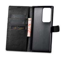 iCarer Wallet Case etui do Samsung Galaxy S23 Ultra skórzany pokrowiec portfel czarne