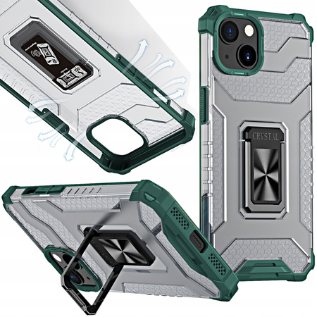 Crystal Ring Case pancerne hybrydowe etui pokrowiec + magnetyczny uchwyt iPhone 13 mini zielony