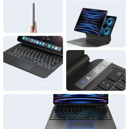 USAMS Etui ochronne z klawiaturą iPadPro 12,9 czarny/black Miaoke Series IPP12MG01 (US-BH876)