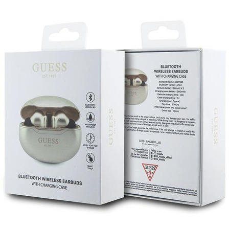 Słuchawki Bluetooth Guess GUTWST50ED TWS + stacja dokująca - złote Classic EST