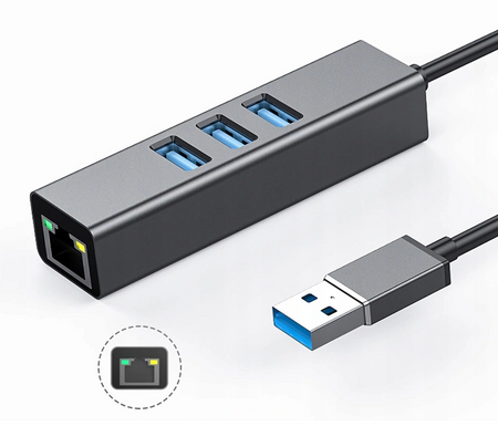 Adapter do komputera CO2, HUB 3.0 , 3 porty USB 3.0 Ethernet RJ45 Gigabit, dla Windows, MacOs, Linux 0113