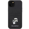 Etui Karl Lagerfeld Saffiano Cardslot Karl&Choupette Metal Pin do iPhone 15 - czarne