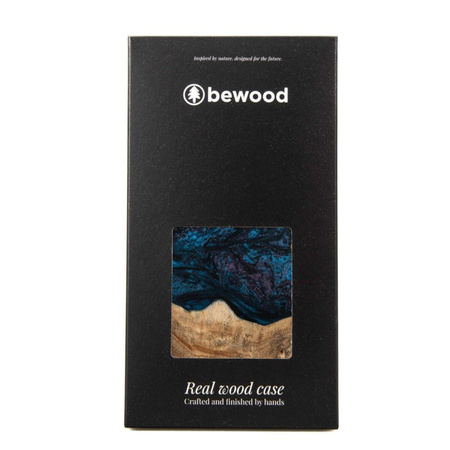 Etui z drewna i żywicy na iPhone 15 MagSafe Bewood Unique Neptun - granatowo-czarne