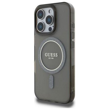 GUESS POKROWIEC DO IPHONE 16 PRO 6.3 HARDCASE GLITTER CIRCLE DO MAGSAFE