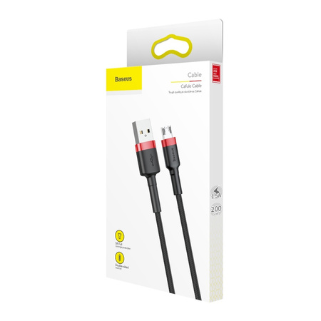 Baseus Cafule Cable wytrzymały nylonowy kabel przewód USB / micro USB 1.5A 2M czarno-czerwony (CAMKLF-C91)