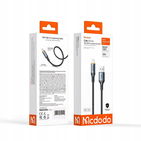 MCDODO KABEL USB-A LIGHTNING SZYBKIE ŁADOWANIE 12W 1M POWER OFF LED