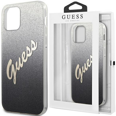 Guess GUHCP12MPCUGLSBK iPhone 12/12 Pro 6,1" czarny/black hardcase Glitter Gradient Script