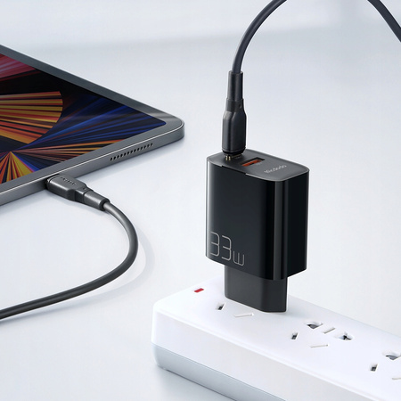 Ładowarka do telefonu Mcdodo, Szybka, USB, USB-C, 33W, kabelw zestawie, 60W, czarna