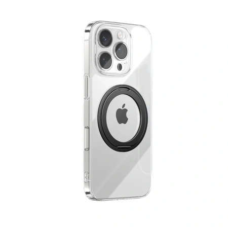 Etui Joyroom JR-16JL6 na iPhone 16 Pro Max ultracienkie kompatybilne z MagSafe z ringiem-podstawką 360° - czarne