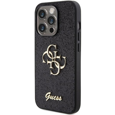 Etui Guess Glitter Script Big 4G na iPhone 15 Pro - czarne