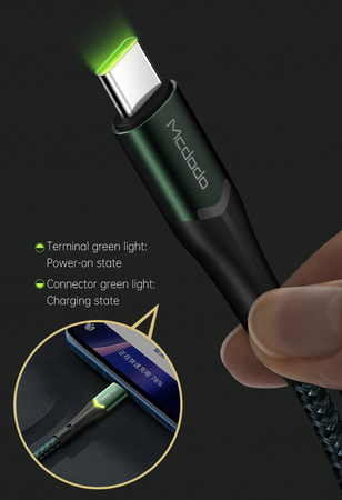 Mcdodo phone cable, USB-C, high-speed, USB-C,LED,QC 4.0, 1m , CA-7960