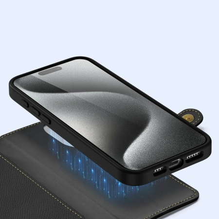 DUX DUCIS ETUI SKÓRZANE DO IPHONE 15 PRO LAVA Z OCHRONĄ NA ROGI MAGNETYCZNE