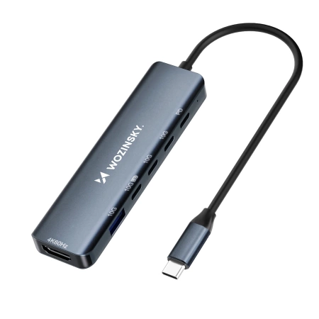 WOZINSKY HUB USB-C 6 W 1 WIELOFUNKCYJNY DO LAPTOPA TELEFONU ALUMINIOWY