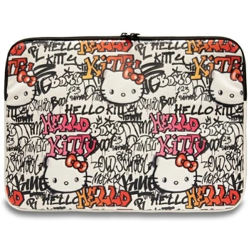 Hello Kitty Sleeve HKCSZPDGPTE 14 beżowy/beige Zip PU Tags Graffiti