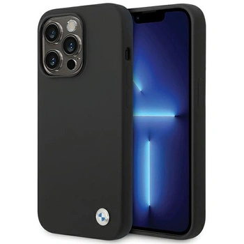 BMW ETUI SILIKONOWE DO IPHONE 15 PRO MAX 6.7 BMHCP15XSILBK Z LOGO METALOWYM