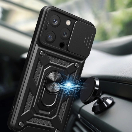 HURTEL ETUI PANCERNE DO IPHONE 15 PRO Z PODSTAWKĄ CAMSHIELD OSŁONA AAPARATU