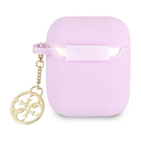 Etui Guess GUA2LSC4EU na AirPods 1/2 - fioletowe Silicone Charm 4G Collection