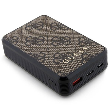 Guess Powerbank 18W GUPB10DP4GEGW 10000mAh brązowy/brown 4G Leather Metal Logo