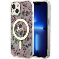 Etui Guess GUHMP14MHCFWSP na iPhone 14 Plus 6.7" - różowe Flower MagSafe