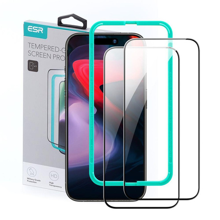 SZKŁO HARTOWANE ESR TEMPERED GLASS 2-PACK IPHONE 15 PRO BLACK