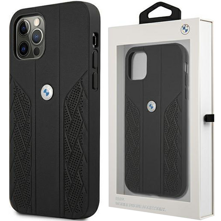 Etui BMW BMHCP12MRSPPK iPhone 12/12 Pro 6,1" czarny/black hardcase Leather Curve Perforate