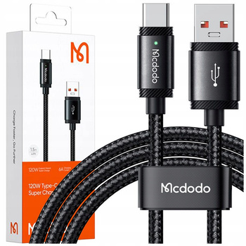 MCDODO USB-C FAST CHARGING CABLE FOR SAMSUNG XIAOMI TYPE C 6A 120W 2M LED