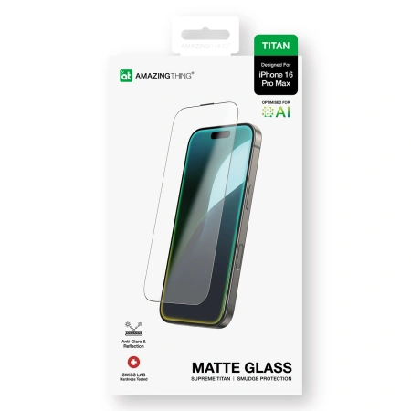 AMAZINGTHING SZKŁO HARTOWANE TITAN MATTE GLASS DO IPHONE 16 PRO MAX MATOWE