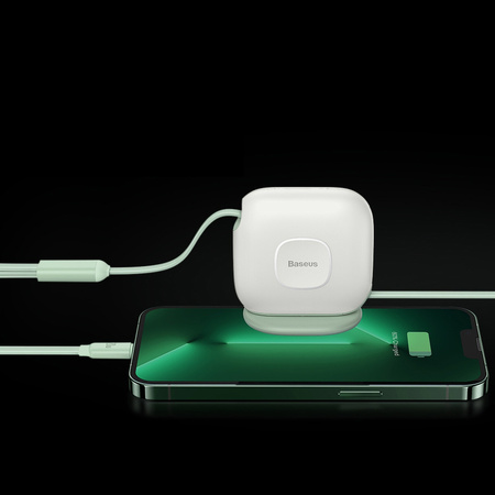 Baseus Traction Series zwijany kabel 3 w 1 USB Typ C - micro USB / USB Typ C / Lightning Power Delivery 100W 1,7m zielony (CAQY000006)