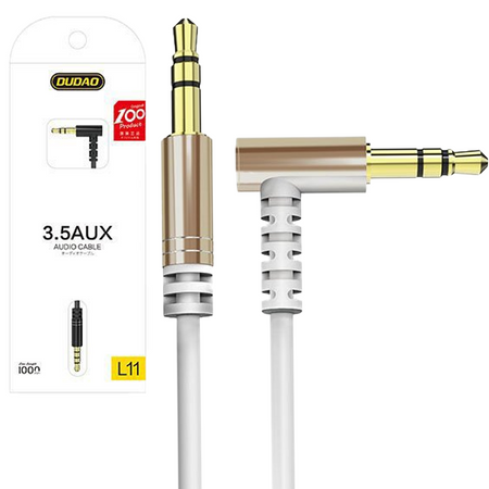 Dudao kątowy kabel przewód AUX mini jack 3.5mm 1m biały (L11 white)