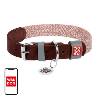WAUDOG OBROŻA OZDOBNA PASEK DLA PSA Z NATURALNEJ SKÓRY I MATERIAŁU