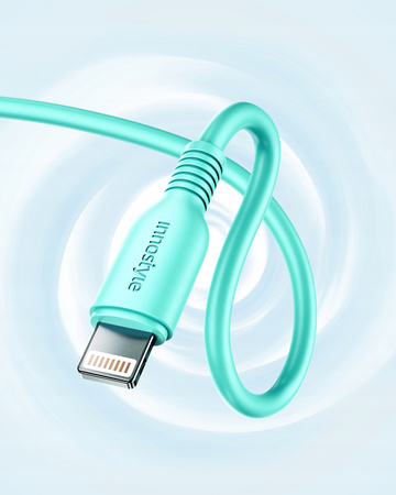 INNOSTYLE JAZZY KABEL USB-C LIGHTNING MFI SZYBKIEGO ŁADOWANIA DO IPHONE KEVLAR 1M ZIELONY