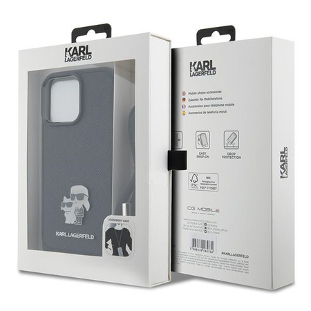 KARL LAGERFELD POKROWIEC HARDCASE DO IPHONE 15 PRO MAX 6.7 Z METALOWYM LOGO