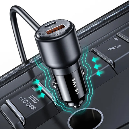 USAMS ŁADOWARKA SAMOCHODOWA C40 3xUSB 2xUSB-C DO TELEFONÓW PD 165W QC FAST