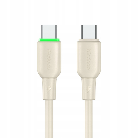 MCDODO KABEL USB-C SZYBKIE ŁADOWANIE DO SAMSUNG APPLE USB TYP C 65W 1M LED BEŻOWY