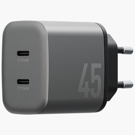 ENERGEA ŁADOWARKA SIECIOWA AMPCHARGE GAN45 2XUSB-C PD PPS QC3.0 45W