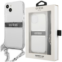Guess GUHCP13SKC4GBSI iPhone 13 mini 5,4" Transparent hardcase 4G Grey Strap Silver Chain