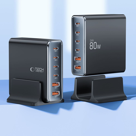 TECH-PROTECT ŁADOWARKA STACJA ZASILANIA 6-PORTOWA DO TELEFONÓW PD80W QC3.0