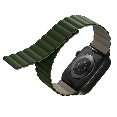 UNIQ pasek Revix Apple Watch Series1/2/3/4/5/6/7/8/9/SE/SE2/Ultra/Ultra 2 42/44/45/49mm. Reversible Magnetic zielony-ciemnoszary/green-taupe