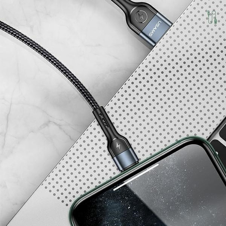 USAMS KABEL DO LIGHTNING 1M DO IPHONE 2A PLECIONY Z LED Z SZYBKIM