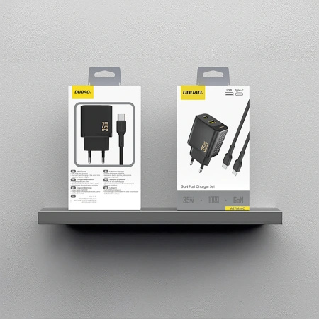 Ładowarka sieciowa Dudao A27MaxCEU PD QC 35W USB-A USB-C z kablem USB-C - czarna