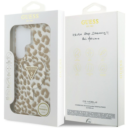 Etui Guess IML Leopard Print Triangle    MagSafe do Samsung Galaxy S26 Ultra brązowy