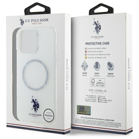 US POLO ASSN ETUI DO IPHONE 16 PRO MAX 6.9 DO MAGSAFE Z RINGIEM BIAŁYM