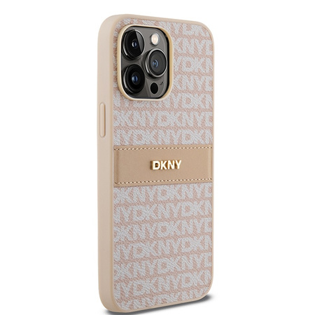 DKNY ETUI HARDCASE DO IPHONE 14 PRO MAX 6.7 MONO STRIPE METAL LOGO SKÓRZANE