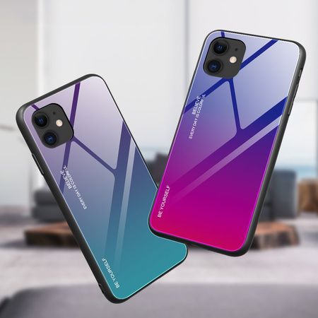 Gradient Glass etui pokrowiec nakładka ze szkła hartowanego iPhone 12 mini różowy